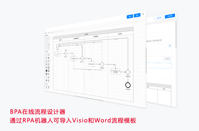 BPA在線流程設計器，通過RPA機器人可導入Visio和Word流程模板